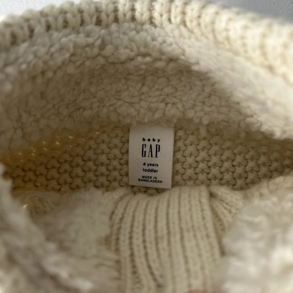 Gap Baby Boys Sweater 4T Ivory Cable Knit Mock Neck Fisherman‎ Preppy